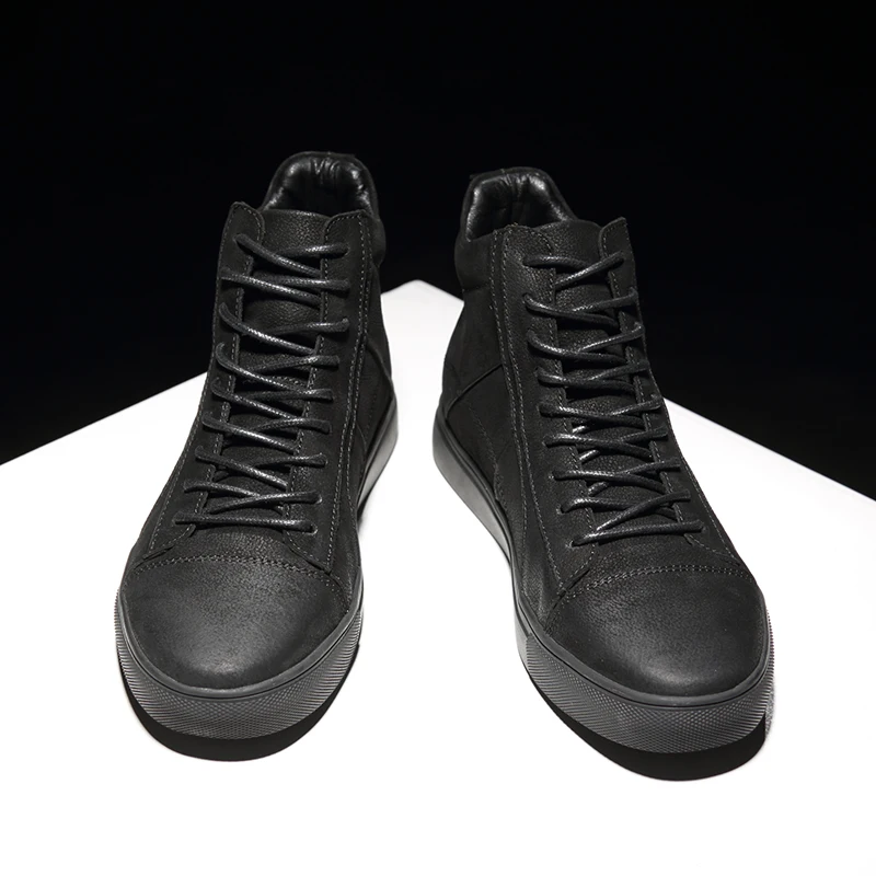 Beli Tinggi Atas Pria Sepatu Pria Sepatu Kasual Asli Kulit Asli Sepatu Bot Musim Dingin Untuk Pria Sport Sneaker Mewah Flat Ankle Boots Pria Sepatu