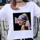 Футболка женская с жемчужинами и графическим принтом, смешная Модная рубашка с коротким рукавом в стиле ретро, в стиле Харадзюку, на лето