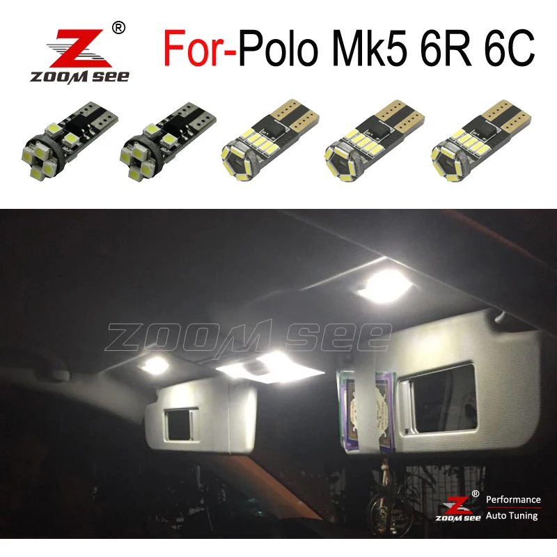 11pcs LED mirror trunk lamp + Interior dome map Lights bulb Kit for Polo Mk5 6R 6C (2009-2017) | Автомобили и мотоциклы