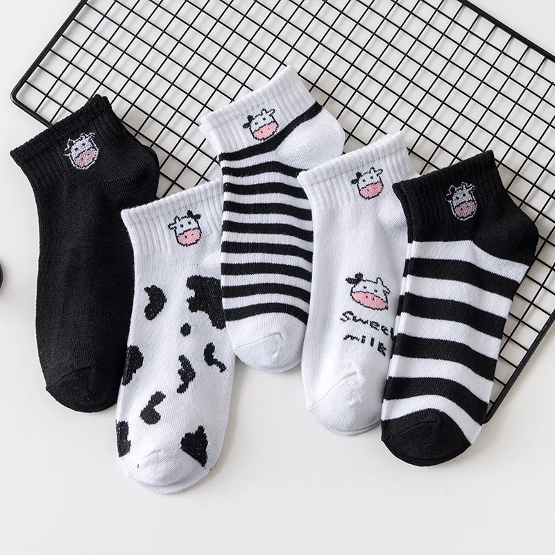 

5Pairs/Set Women Socks Fox Flamingo Cute Animals Cotton Short Socks Female Casual Funny Socks Spring Summer Sock Sokken