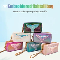 colorful pu pencil bag mermaid tail cosmetic bags toiletry lipstick storage bags girl outdoor make up case stationery pouch