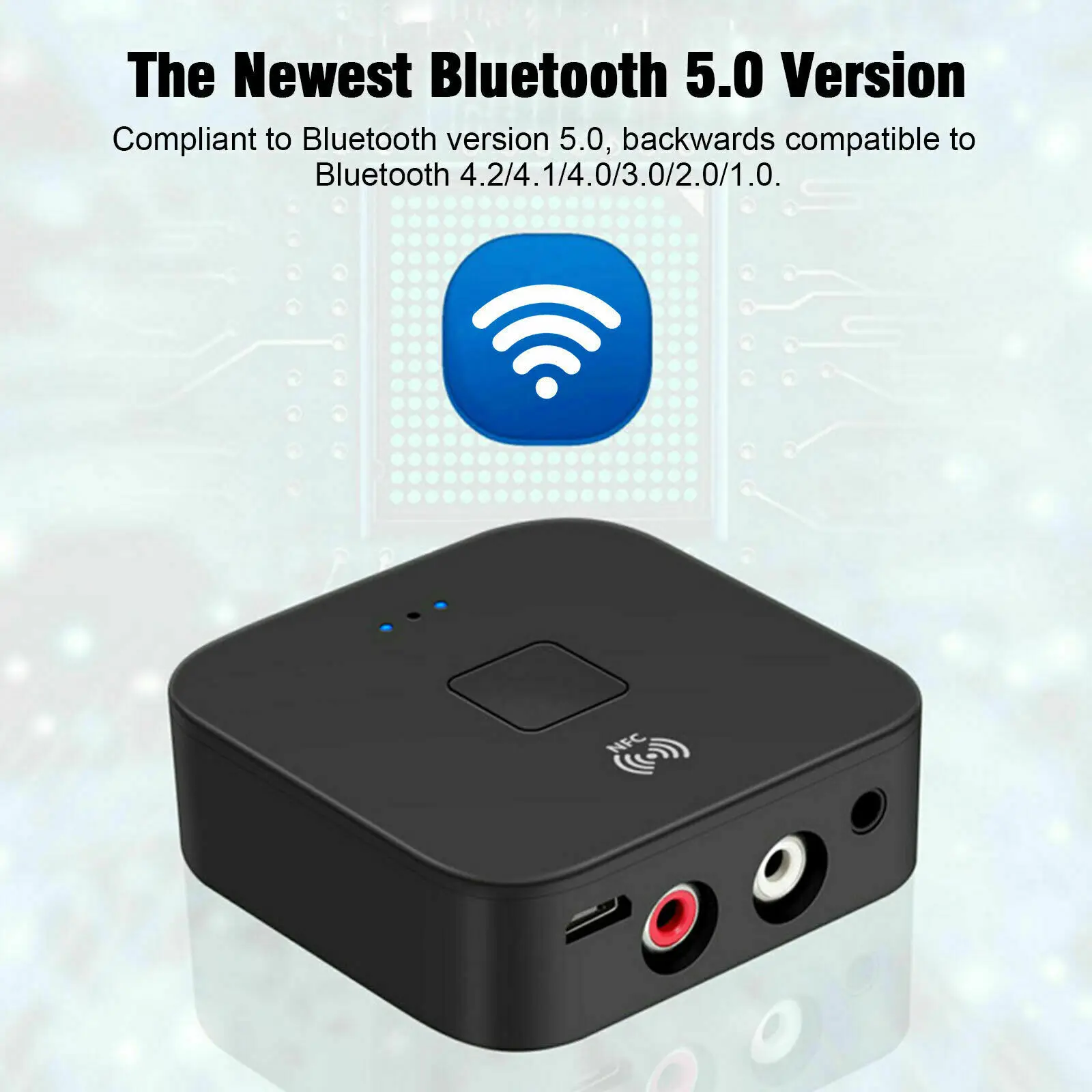 Беспроводной приемник Bluetooth 5 0 с разъемом 3 мм AUX NFC на 2 RCA аудио стерео адаптер