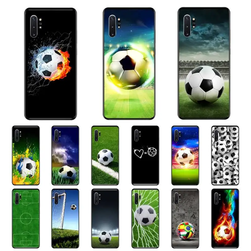 

TOPLBPCS Fire Football Soccer ball Phone Case For Samsung Note 7 8 9 20 Note 10 Pro lite 20ultra M20 M10 Case