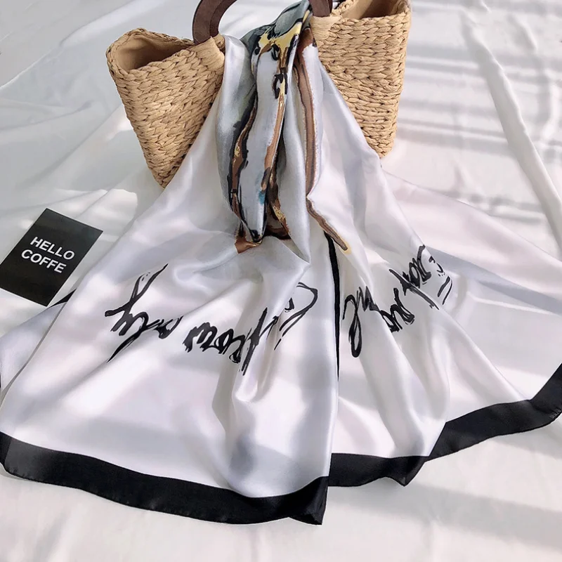 

Silk Scarves Women's Wild Spring Autumn Styles Fashion Mothers Sunscreen Scarf Summer Long Shawl Big Gauze Scarf 90x180cm