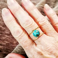 simple retro turquoise round engagement ring womens ring size 6 10