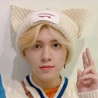 kpop wayv hendery cute cat ear shape woolen hat lover boy logo warm knitted hat winter couple decorative hats s8