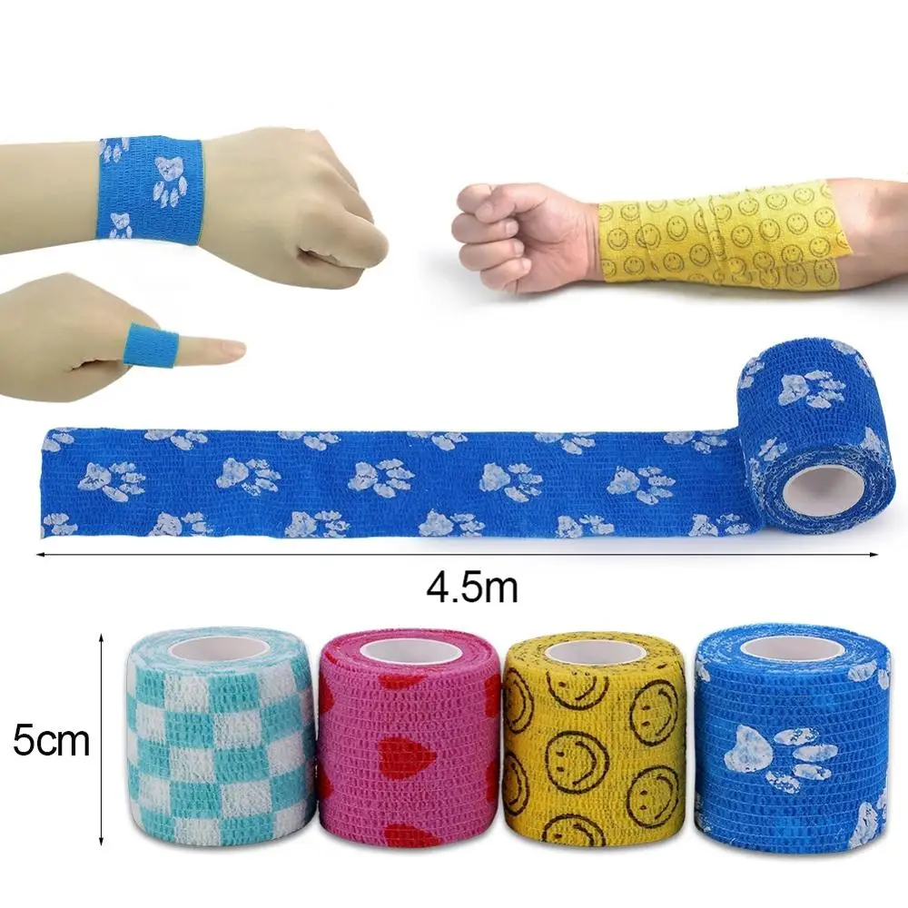 

4 Type Non-Woven Fabric Self-Adhesive Fixing Tape Pattern Bandage Wrapped Elastic Joints Support Tape Waterproof Posture Correct
