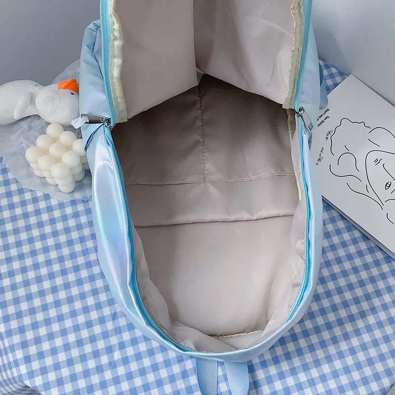 Модный Лазерный нейлоновый женский рюкзак школьный для девочек-подростков