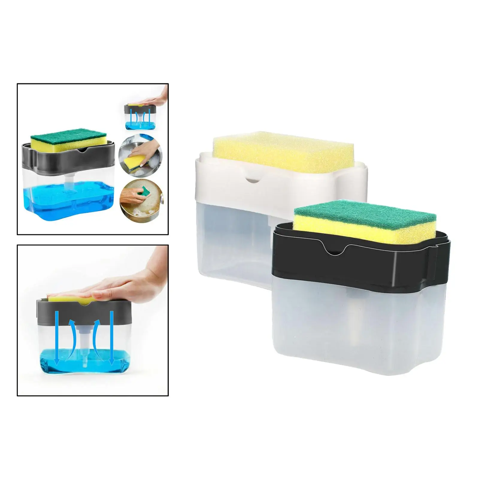 

Dishwashing Soap Dispenser Sponge Holder 2 in 1 Countertop soap Dispenser