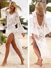 Кружевное вязаное крючком платье-Кафтан пляжный купальник бикини