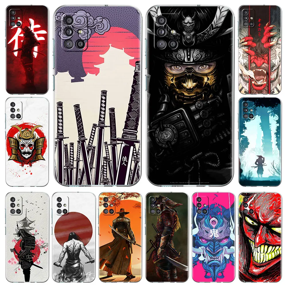 

Soft Case for Samsung Galaxy A51 A71 A21s A31 A12 A32 A41 Silicone Shell M31 M51 A52 Transparent Phone Cover Samurai Japan Art