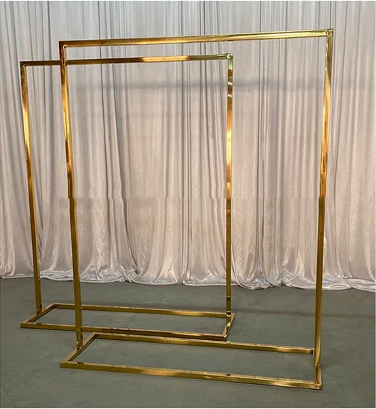 Decoraci&oacute;n de boda elegante arco rectangular Acero inoxidable oro boda Fondo Decoraci&oacute;n-0