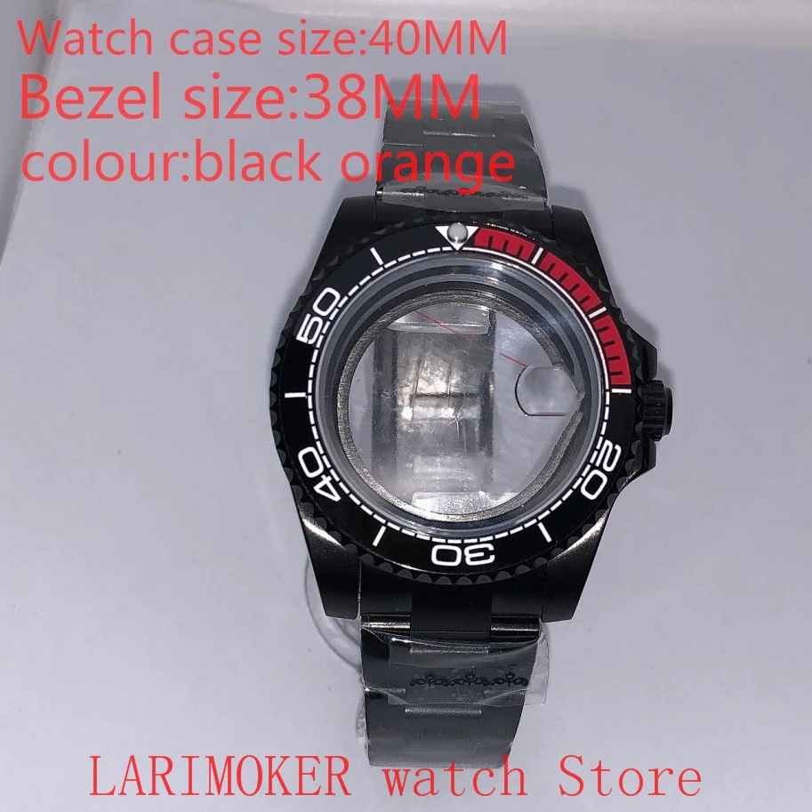 

Suitable for NH35 NH36 Miyota 8215 40mm 904L stainless steel case, transparent black back cover, with bezel,black red