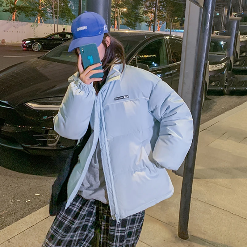 2022 Niche Down Padded Jacket Winter Zipper Warm Loose BF Short Fashion Coat Soft Wear Solid Letter Mujer Thick Pockets Clothing