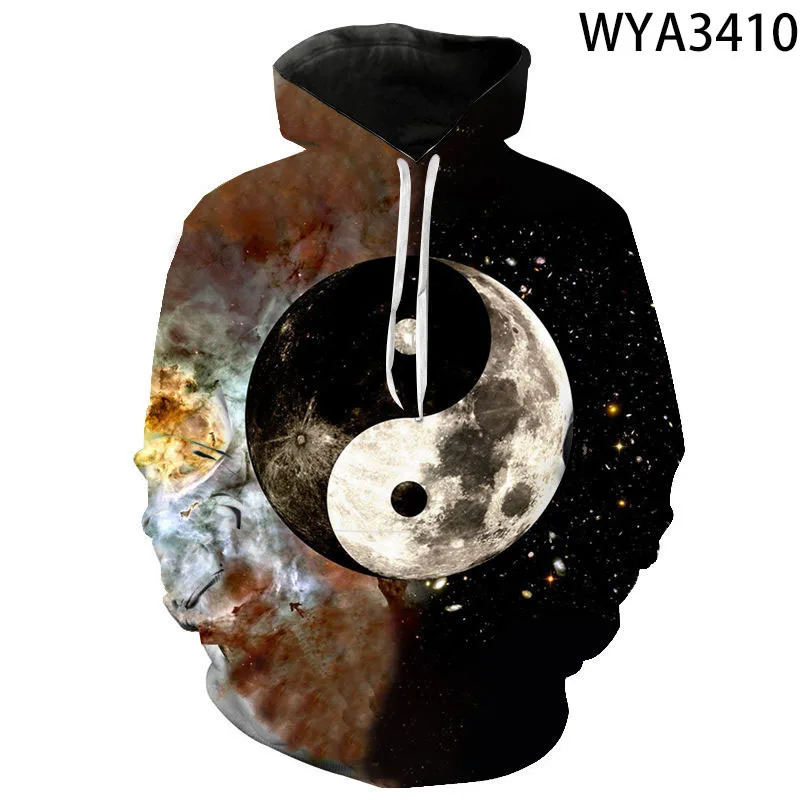 

New spring and autumn Yin and Yang 3D digital printing long sleeve Hoodie for men and women