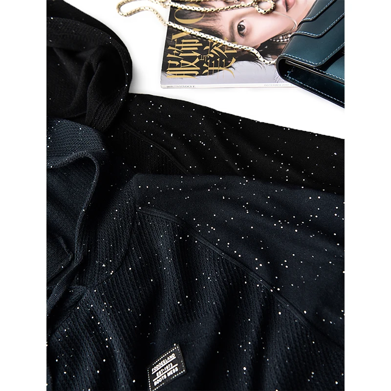 SHUCHAN Hooded  Womens Sweaters with Short Sleeve Summer 50% Wool Sequins Casual  Solid  Thin (Summer)