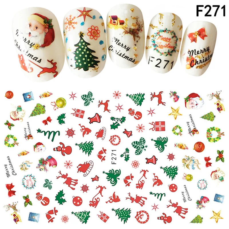 Cross-border nail stickers for the new Christmas Santa Claus decals rubber straps stereoscopic 3 d | Красота и здоровье