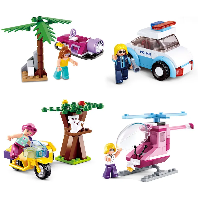 

SLuban Pink Dream- 4 IN 1 Car Educational Toys Children's Assembled House City Building Block Minifigures Toy Gift For Kids