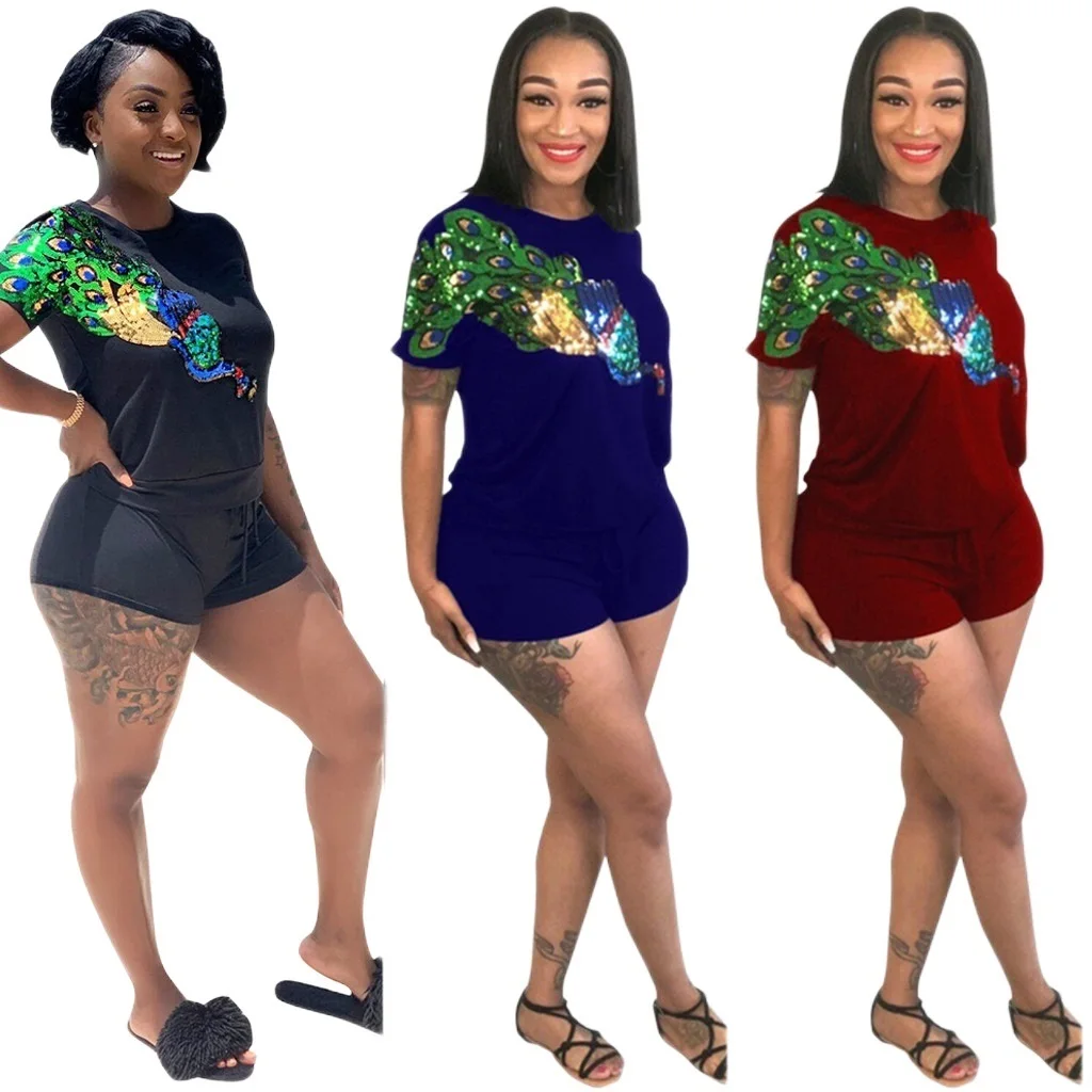 

Новинка, Женский повседневный комплект, модный спортивный костюм для отдыха с наклейками в виде животных, комплекты из 2 предметов, летний с...