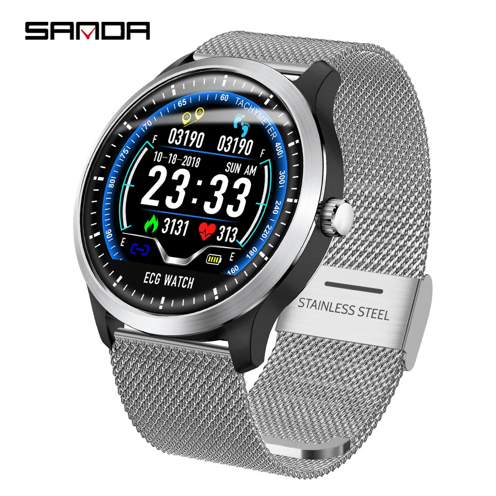 

SANDA Luxury Intelligent Hand Ring PPG+ECG Display Multifunctional Sports Style Life Waterproof Smart Watch for Men Women N58