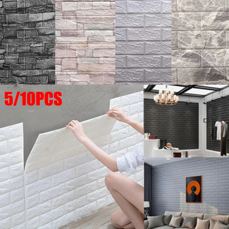 Self-adhesive DIY Brick Foam Board 3D Wall Stickers Embossed Stone Wallpaper Home Decoration Living Room Kitchen | Дом и сад