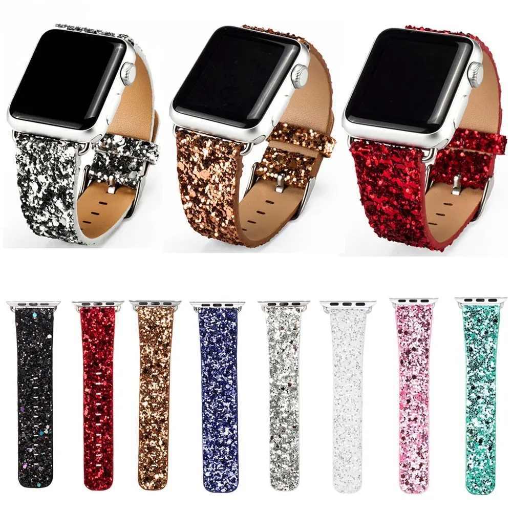 Ремешок кожаный блестящий для Apple Watch Series 6 SE 5/4/3/2/1 38/40/42/44 мм|Ремешки часов| |