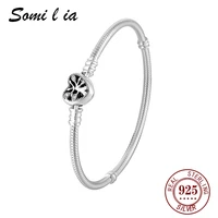 somi l ia authentic 100 925 sterling silver classic heart snake chain bangle bracelet for women sterling silver jewelry