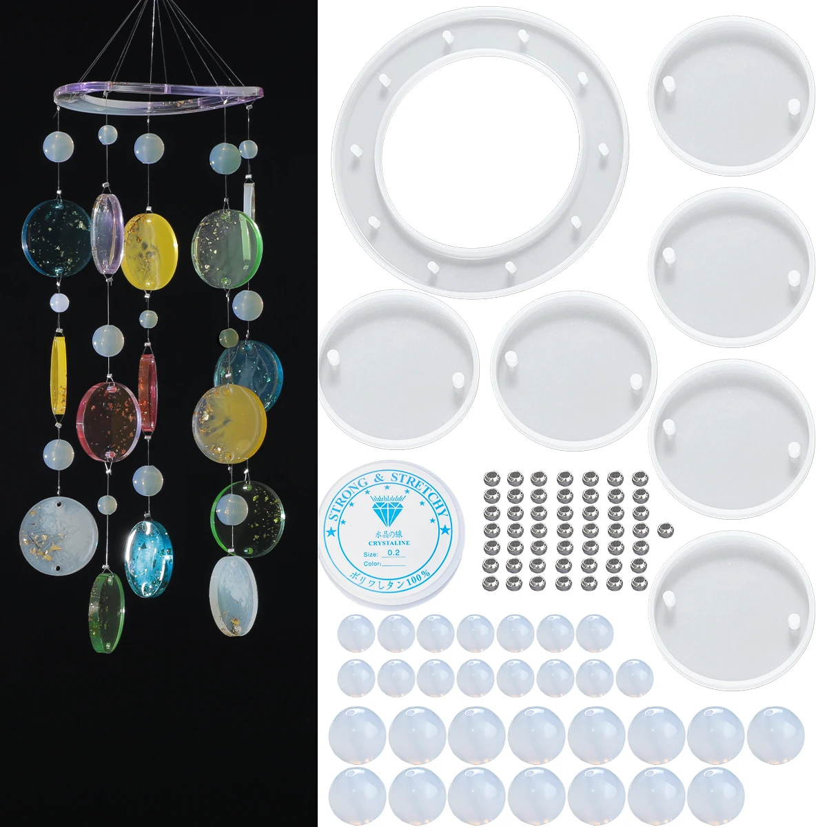 

DIY Silicone Mold ins Double-hole Wind Chime Combo Set Door Bag Pendant Ornament Balcony Gift Silicone Mold