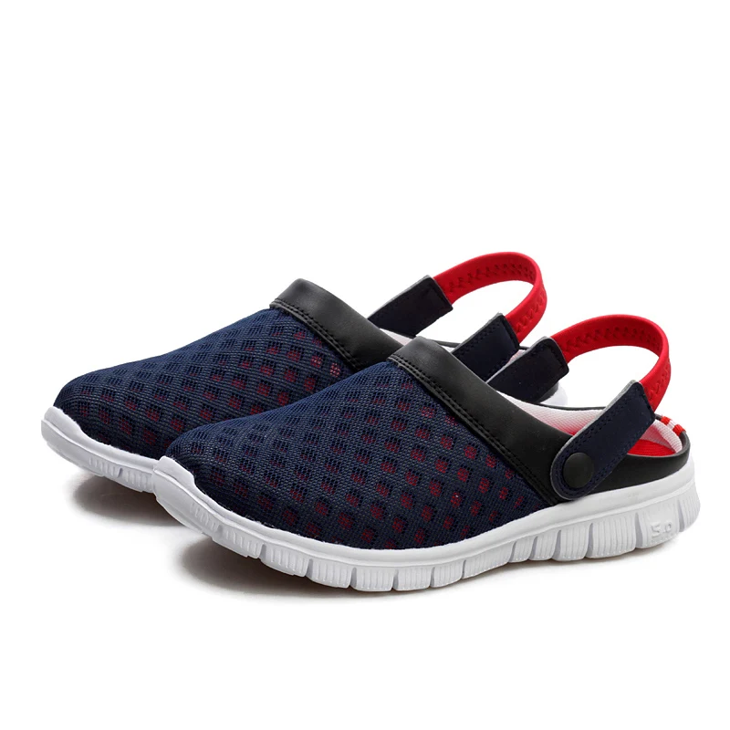 red Crocse Crocks/парные сандалии для бассейна; летняя Уличная обувь для пляжа; мужские садовые Сабо без застежек; Повседневная водонепроницаемая обувь для душа; Crock - Цвет: red