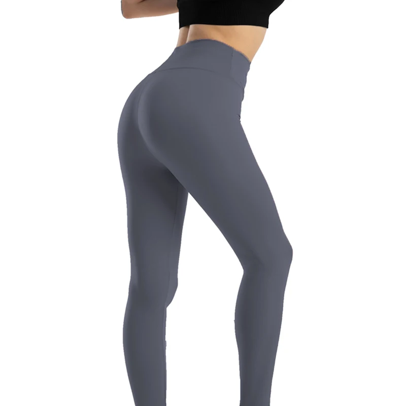 Однотонные леггинсы с высокой талией женские для бега тренировок занятий йогой