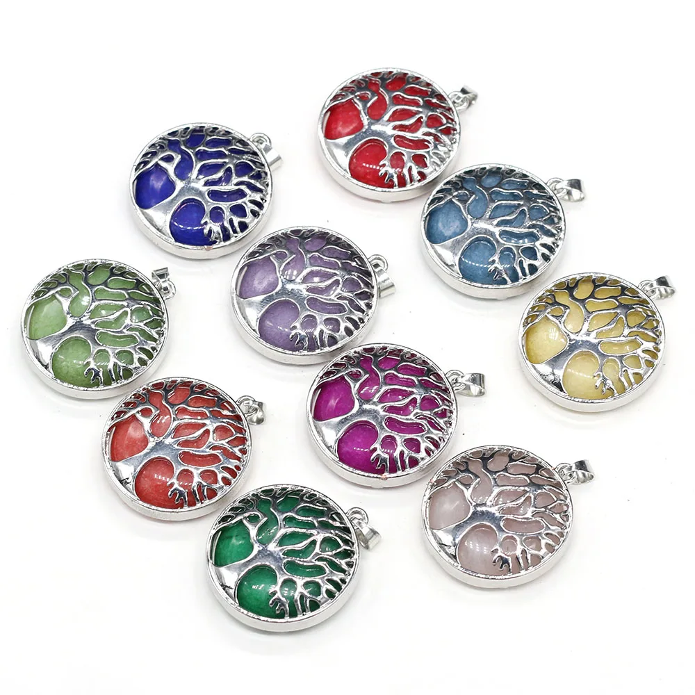 

1Pcs Rainbow Flat Round Semi-Precious Pendant Charms For DIY Necklace Handiwork Sewing Craft Jewelry Accessory Making