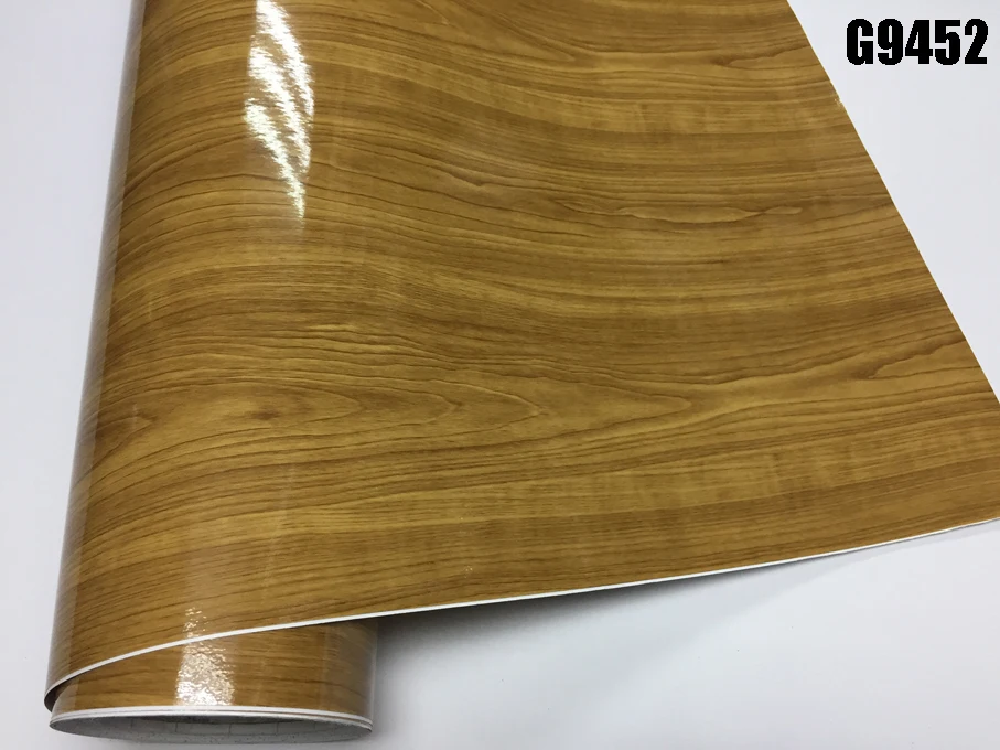 High Glossy Wood Grain Textured Vinyl Sticker Decal Roll Car Interior DIY Film Wrap Automobiles Waterproof Vinyl 7 Sizes Choice