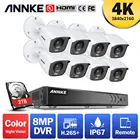 Система видеонаблюдения ANNKE 4K Ultra HD, 8 каналов, DVR, 8 полноцветных камер ночного видения, для дома и улицы