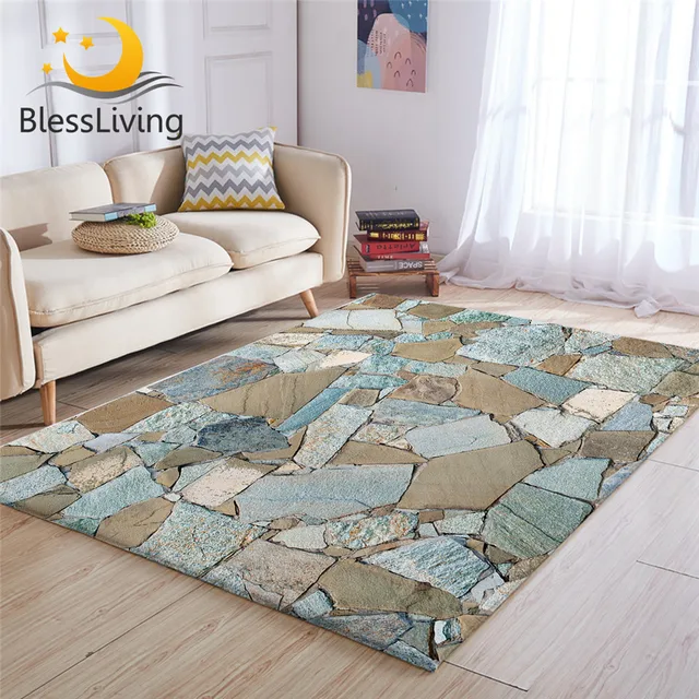 BlessLiving Stone Large Carpet for Bedroom Modern Floor Mat Seamless Texture Soft Area Rug Irregular Granite Alfombra Dormitorio 1