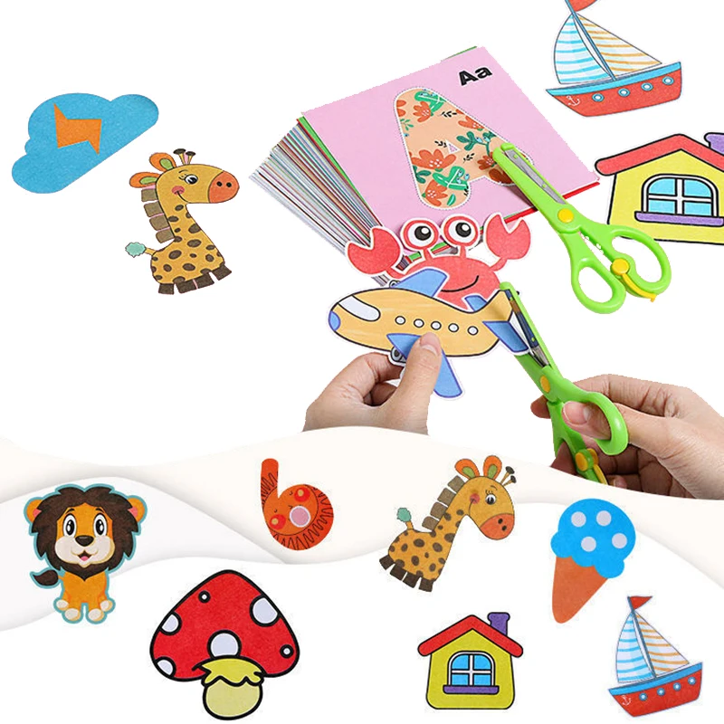 96 Pcs/Set Cartoon Color Paper Cutting Toys DIY Kids Craft Animal Handcraft Art Learning Educational Toy | Игрушки и хобби