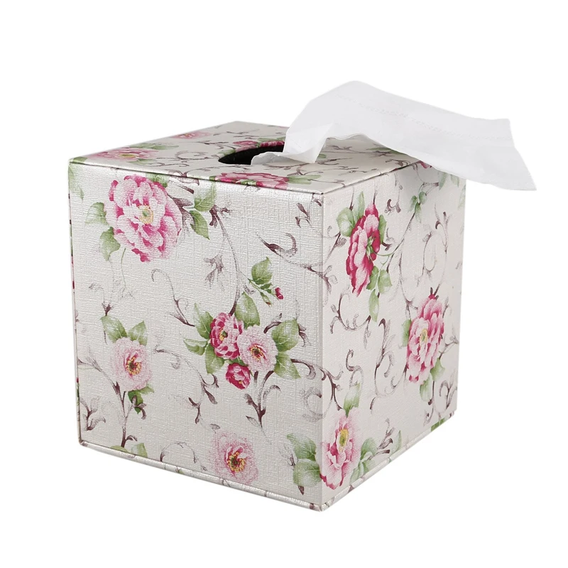 

Durable Room Car PU Leather Square Tissue Box Paper Holder Case Cover Napkin