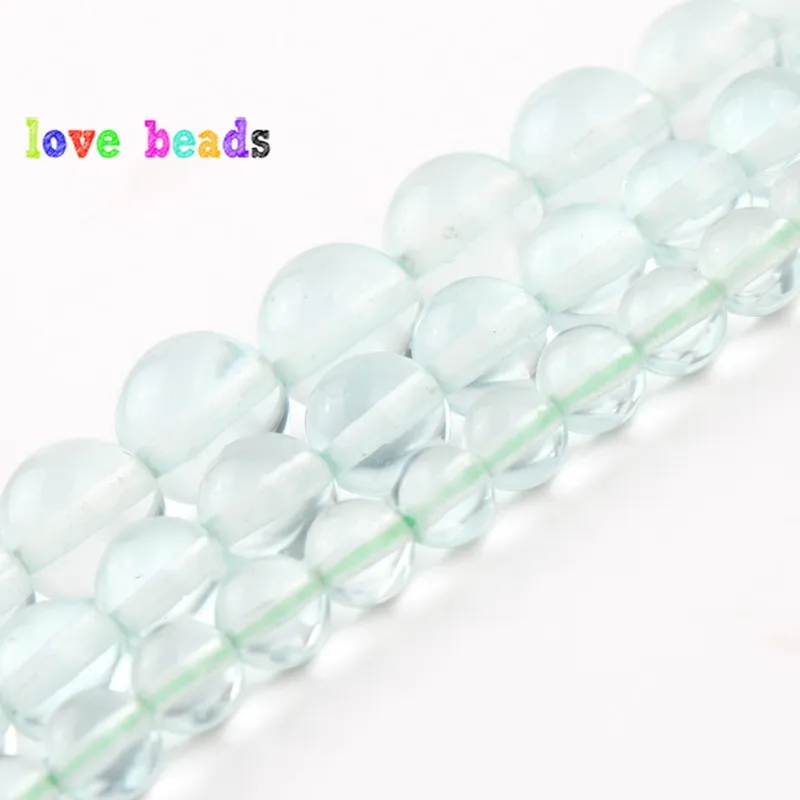 

6/8/10mm Natural Light Blue Quartz Crystal Beads Dull Polish Round Loose Beads for Jewelry Making DIY Bracelet 15 inches