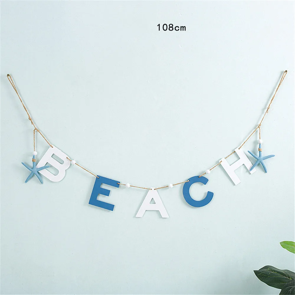 

Mediterranean Style Wooden Decorations On The Wall Alphabet Starfish Pendant Kindergarten Ring Creation Children's Room Hanging