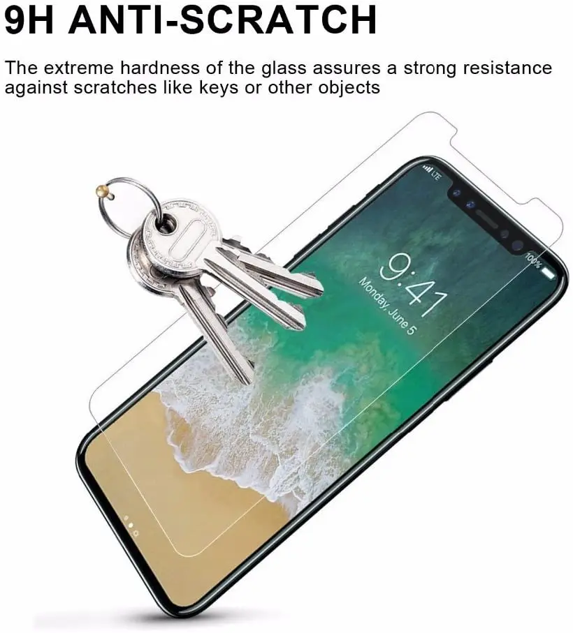 Закаленное стекло для iPhone XR 2 упаковки защитная пленка совместима с 11 Xs 7 HD