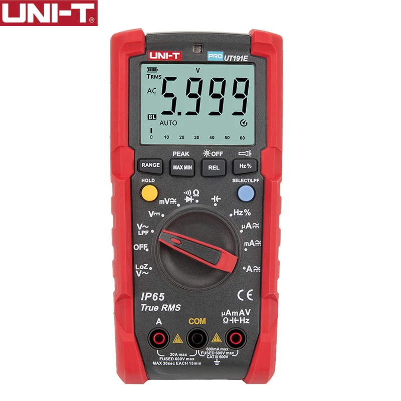 

UNI-T Digital Multimeter True RMS Voltage Current Meter Auto Range AC DC Capacitance Frequency Resistance Tester UT191E UT191T