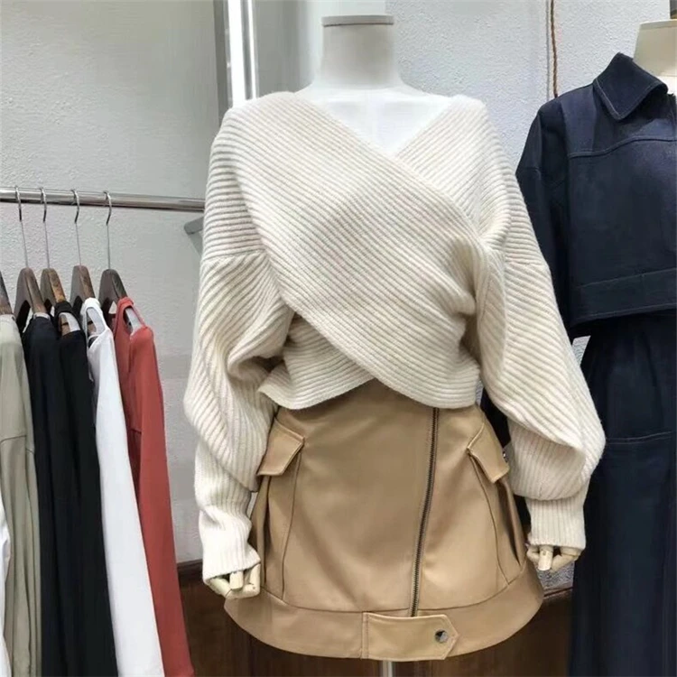 Женский вязаный пуловер Colorfaith Свободный Повседневный джемпер с перекрещенными