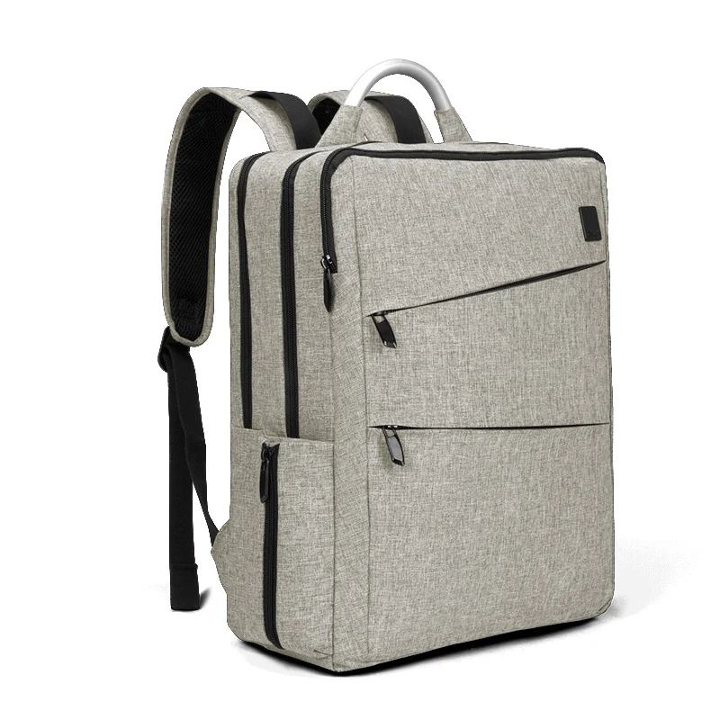 Upgraded Light Khaki CAI, классический, обновленный, деловой, мужской, водонепроницаемый рюкзак, двойной карман, металлическая рука, высокое качество, для ноутбука, мягкий, мужской, модный стиль - Цвет: Upgraded Light Khaki