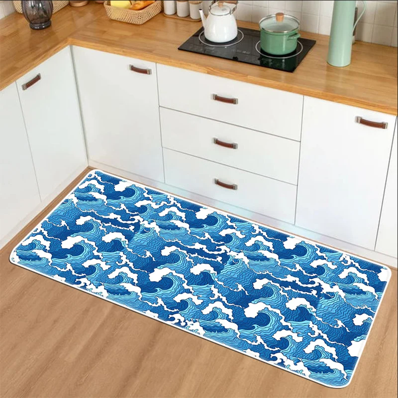 

Japan's Waves Bathroom Kitchen Mat Hallway Entrance Doormat Home Bedroom Modern Nordic Carpet Balcony Long Floor Mat Tapis Rug