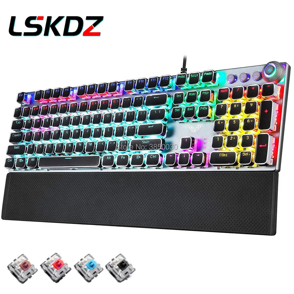 AULA панк Keycap игровая механическая клавиатура синий черный красный коричневый