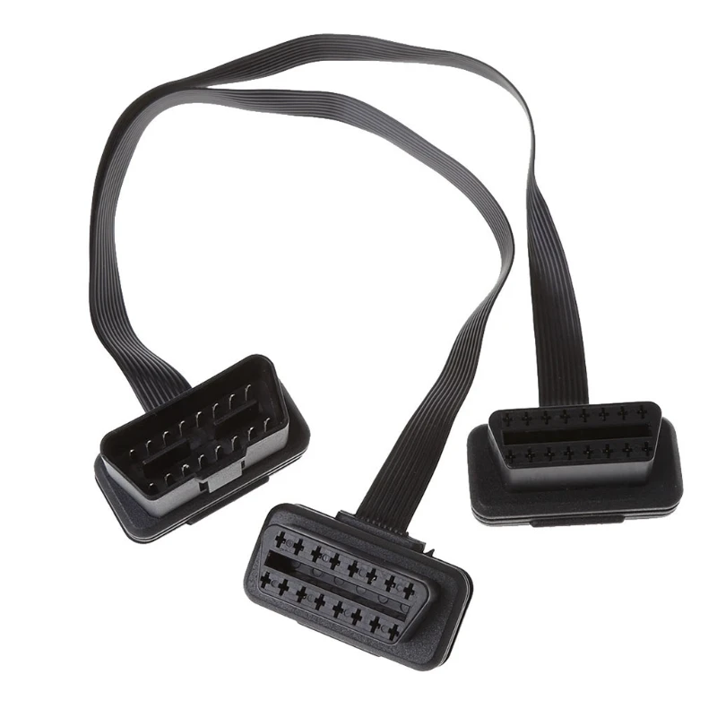Новый 16 Pin OBD2 папа к двойному гнезду сплиттер плоский тонкий Y соединитель