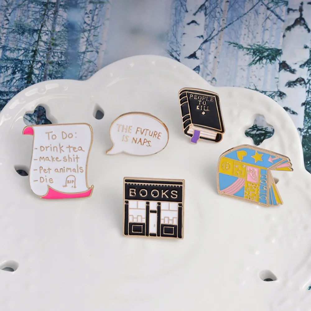 Комплект из 2 предметов брошь в виде книги Pin Творческий книжного магазина