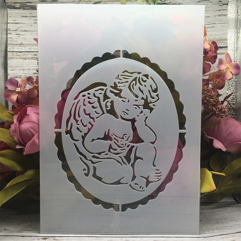 

A4 29cm Angel Baby DIY Layering Stencils Wall Painting Scrapbook Coloring Embossing Album Decorative Template