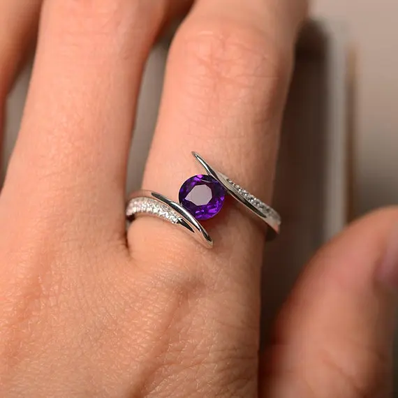 purple Япония и Южная корейский горный хрусталь кольца для женщин серебряные золотые кольца свежие свадебные женские очаровательные кольца на кончик пальца ювелирные изделия из кристаллов - Цвет основного камня: purple