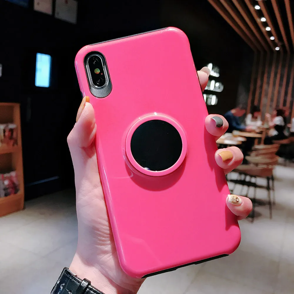 Красный BFOLLOW зеркальная подушка безопасности корпус розетки для iPhone 6 6s 7 8 Plus X XR XS Max 11 Pro Max жесткий чехол из ПК с магнитной задней подставкой - Цвет: Красный