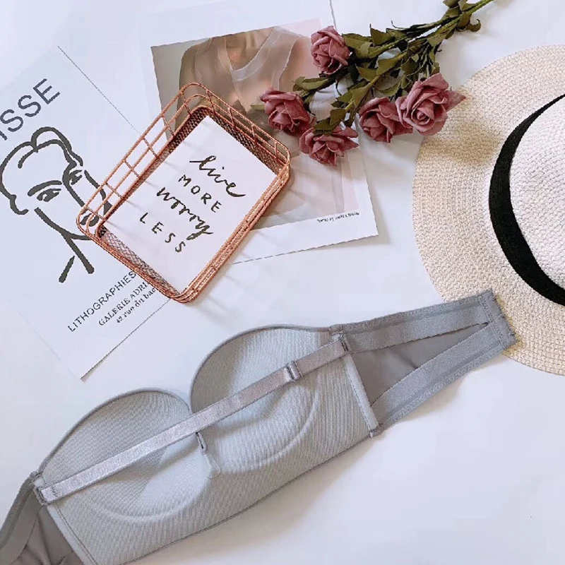 

Strapless Front Buckle Lift Bra Seamless Backless Sticky Invisible Push Up Bra Anti-slip SWD889